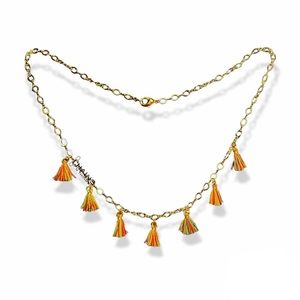 Rainbow Mini Tassels Necklace Gold plated 16" chain summer spring boho style 🌈